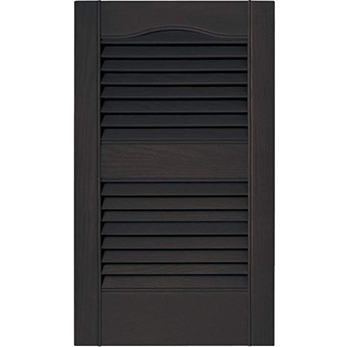 Mid America 15 in. Vinyl Louvered Shutters in Musket Brown - Set of 2 (14.5 in. W x 1 in. D x 31.75 in. H (3.74 lbs.))