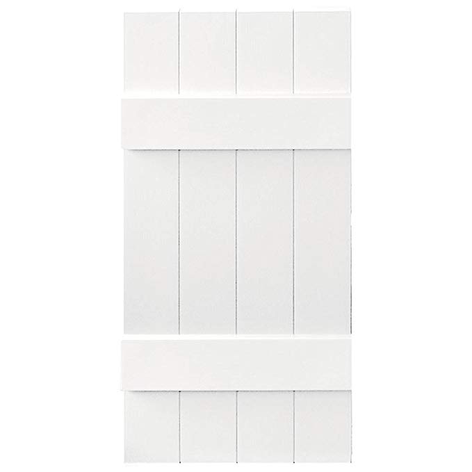 Builders Edge Board-N-Batten 4 Boards Joined in Bright White - Set of 2 (14 in. W x 1 in. D x 35 in. H (6.3 lbs.))