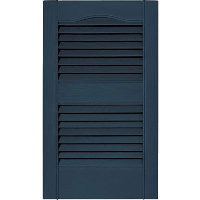 Mid America 15 in. Vinyl Louvered Shutters in Classic Blue - Set of 2 (14.5 in. W x 1 in. D x 38.875 in. H (4.67 lbs.))