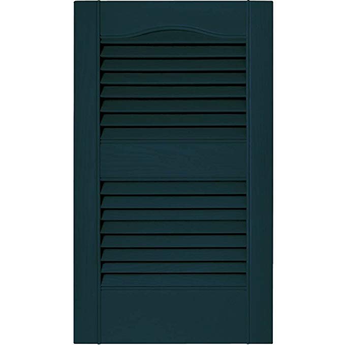 15 in. Vinyl Louvered Shutters in Midnight Blue - Set of 2 (14.5 in. W x 1 in. D x 47.875 in. H (4.93 lbs.))