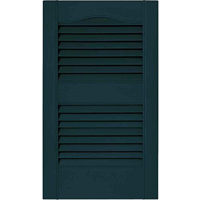 Builders Edge 12 in. x 52 in. Louvered Vinyl Exterior Shutters Pair in #166 Midnight Blue