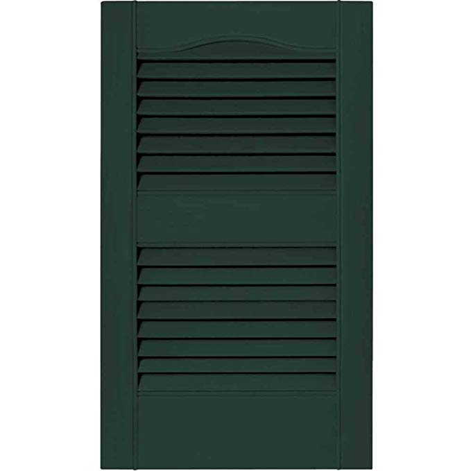 Builders Edge 12 in. x 48 in. Louvered Vinyl Exterior Shutters Pair in #122 Midnight Green
