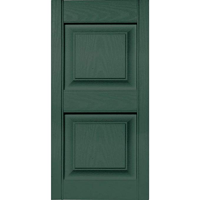 Mid America 15 in. Vinyl Raised Panel Shutters in Forest Green - Set of 2 (14.75 in. W x 1 in. D x 30.75 in. H (3.94 lbs.))