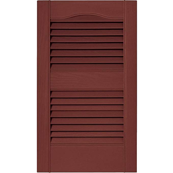 Mid America 15 in. Vinyl Louvered Shutters in Burgundy Red - Set of 2 (14.5 in. W x 1 in. D x 42.75 in. H (5.66 lbs.))