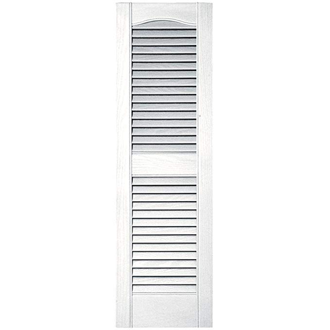 Builders Edge 12 in. x 39 in. Louvered Vinyl Exterior Shutters Pair #001 White