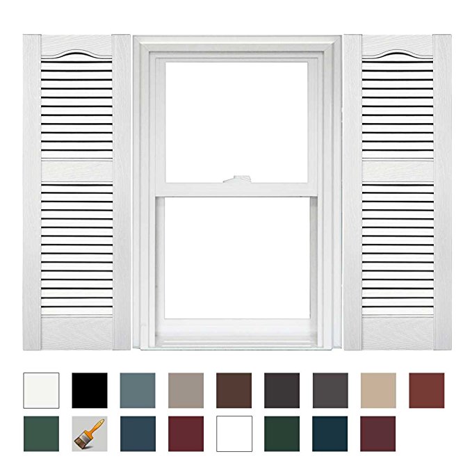 Mid America Cathedral Open Louver Vinyl Standard Shutter - 1 Pair 14.5 x 72 117 Bright White
